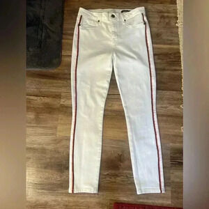 Parker Smith White Jeans with navy/orange trim. 28 skinny perfect condition.